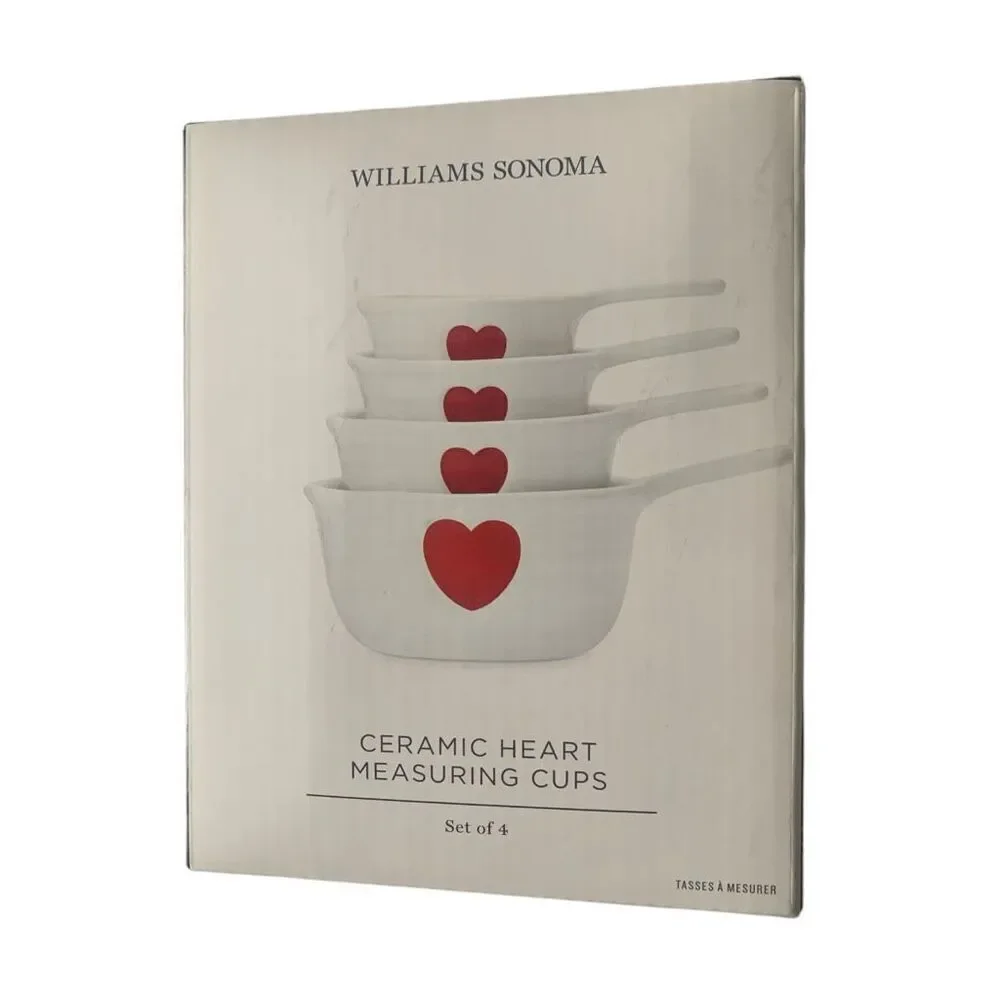 Williams Sonoma Ceramic Heart Measuring Cups Set of 4